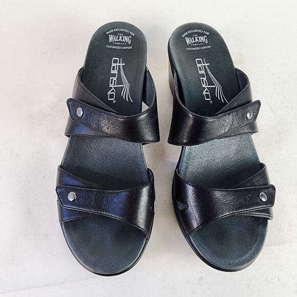 Dansko Jodi Strappy Wedge Sandals EU 38 US 7.5-8 Black Leather The Walking Co. - Picture 3 of 7